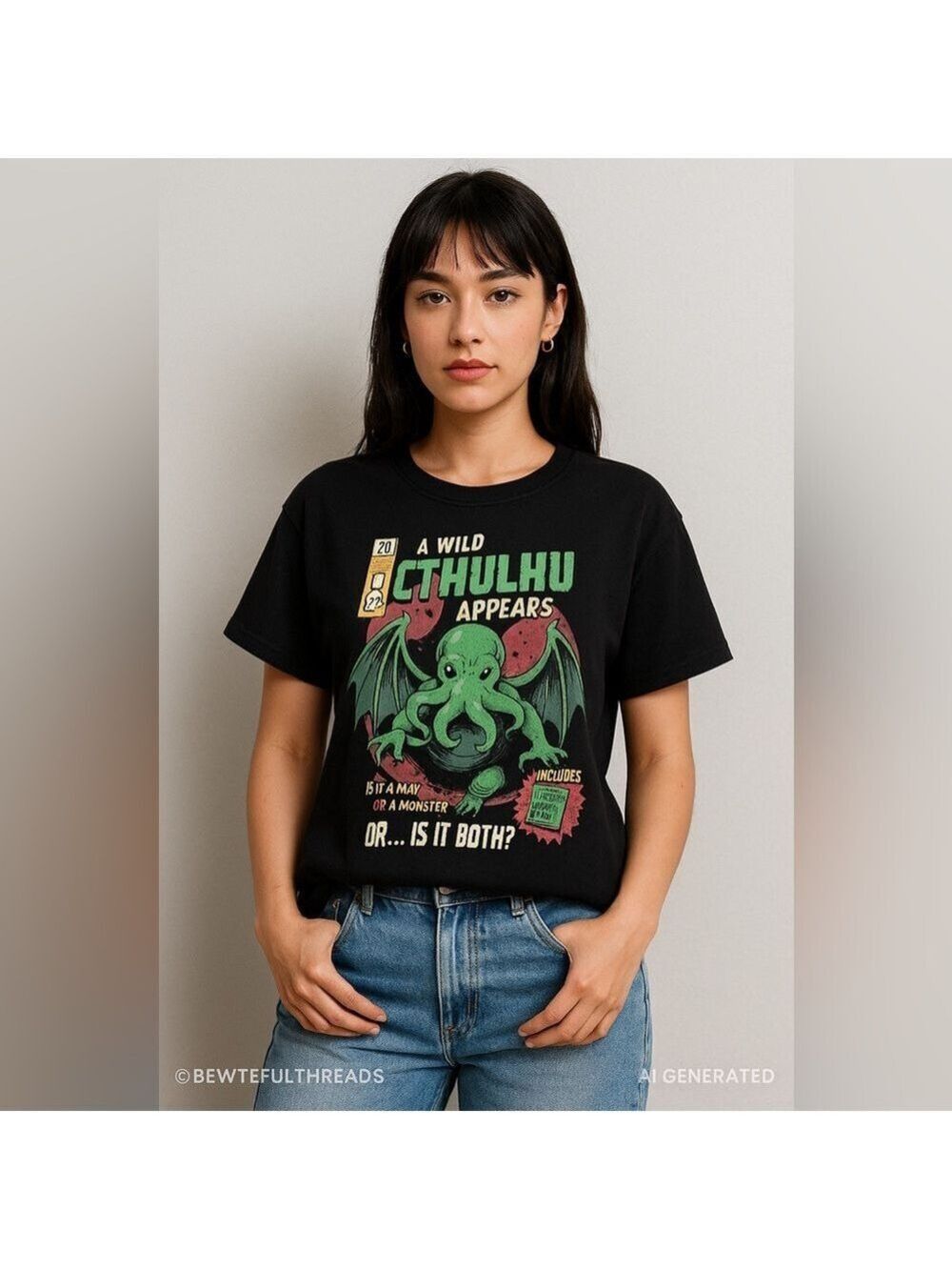 ROMWE M Cat Cthulhu Graphic Tee Black Cotton – Anime Streetwear